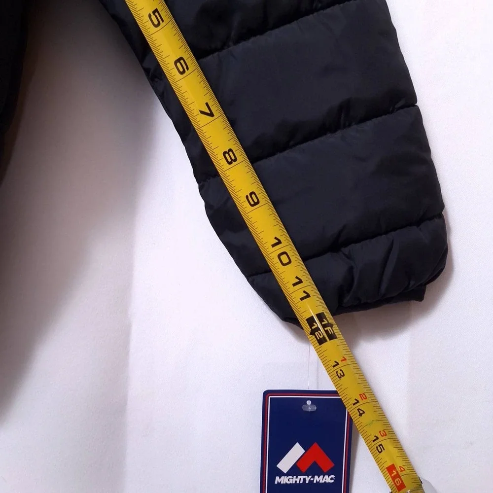 Mighty Mac Kids Puffer Jacket Sz 5/6yrs Hooded Stand Collar Full Zip Winter Coat